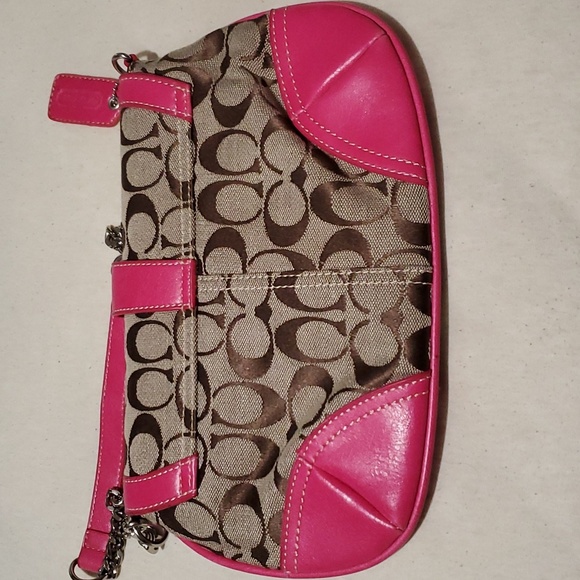 Pink and brown signature coach handbags purse - Picture 4 of 8
